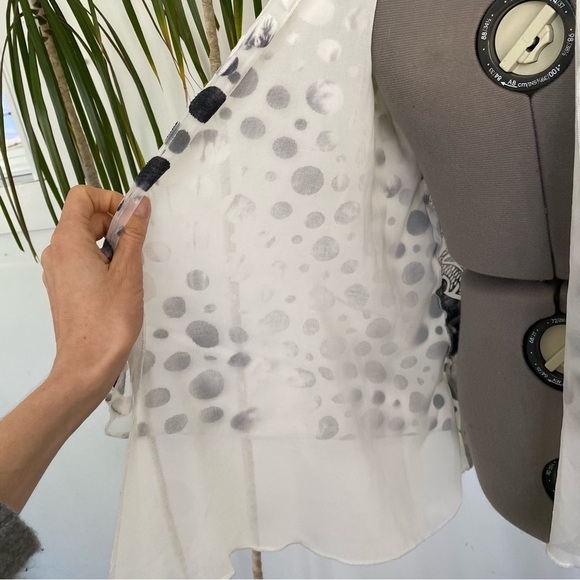 AVALINK Women's Lightweight White Black Dots Cardigan Size M - Picture 11 of 13